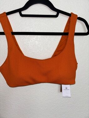 Volcom Orange Textured Scoop Bralette